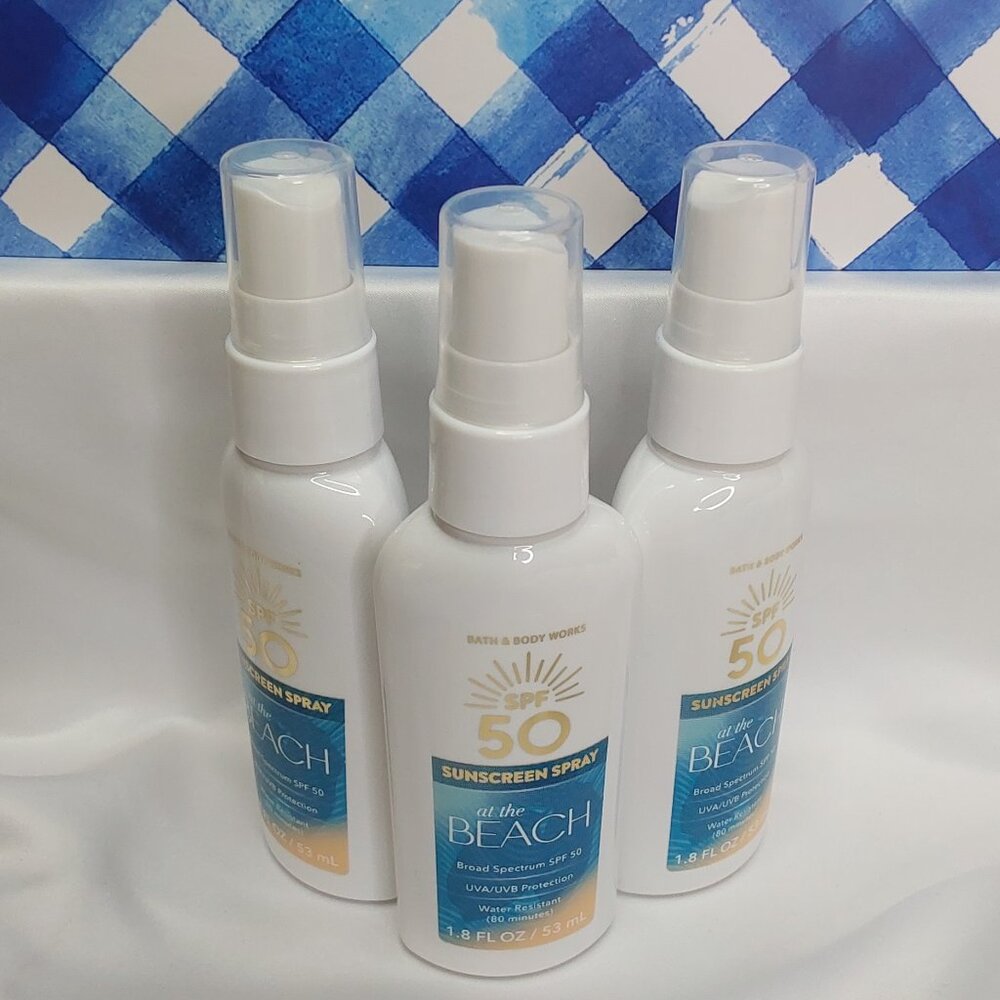 BATH & BODY WORKS 'AT THE BEACH' 3-PIECE SUNSCREEN SPRAY SPF50, TRAVEL SIZE SET - Picture 10 of 15
